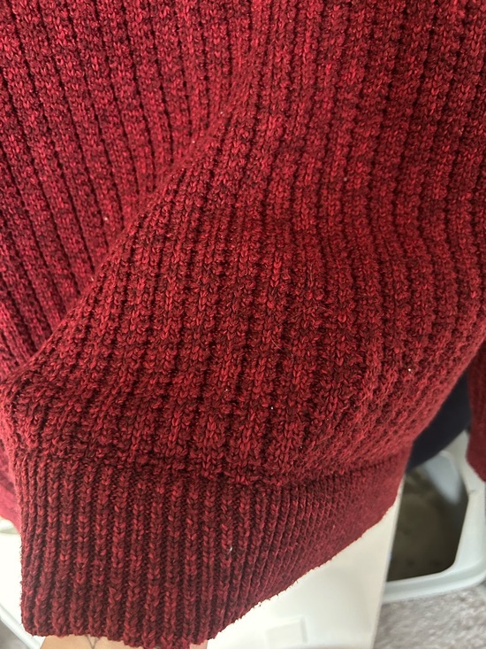 Women's Burgundy Ribbed Crewneck Sweater - Picture 4 of 4